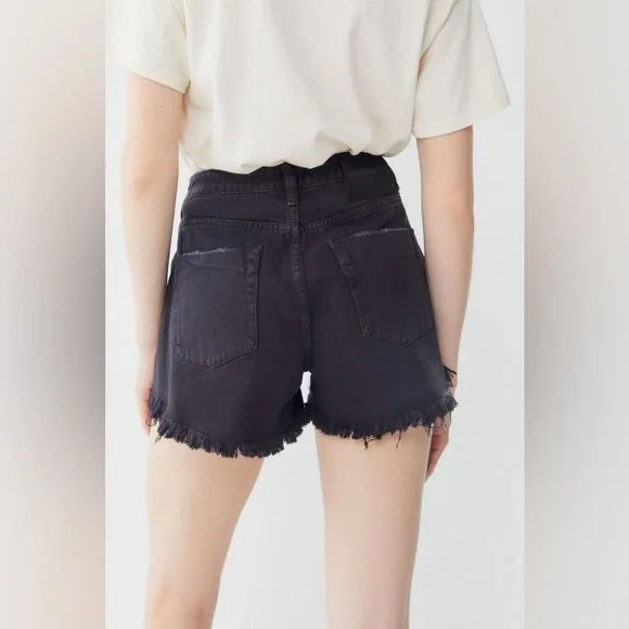 ONE TEASPOON TRUCKERS MID WAIST RELAXED DENIM JEAN SHORTS IN PURE BLACK SIZE 27 - Picture 3 of 16